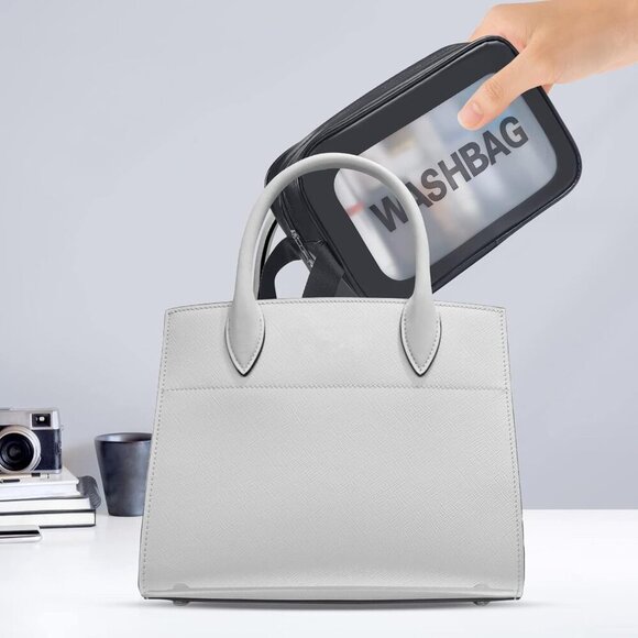 4pcs PU Leather Portable Toiletry Bags with Handle, Translucent Waterproof trave - Picture 7 of 7